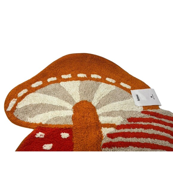 Urban Outfitters Mushroom Tufted Shag Bath Mat Boho Rug Orange Red Cotton NEW - Picture 2 of 15